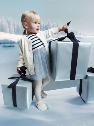 Babies' Long-Sleeved Stripy Dress in Two Materials