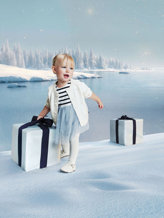 Babies' Long-Sleeved Stripy Dress in Two Materials