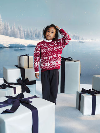 Children's Patterned Wool and Cotton Jumper