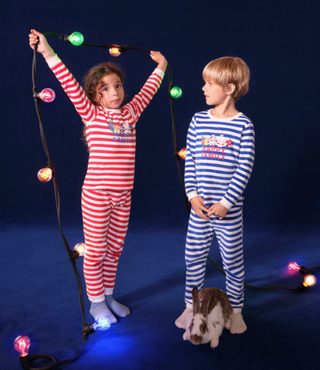 Children's Christmas Printed Stripy Velour Pyjamas