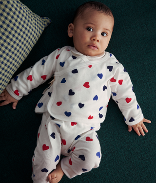 Babies' Heart Printed Cotton Three-Piece Outfit