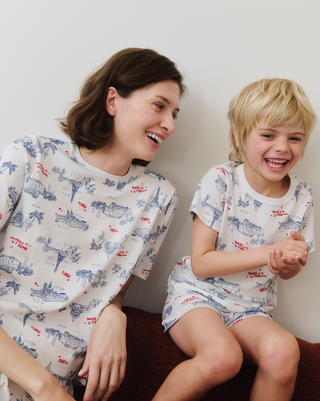 Children's Paris Print Short-Sleeved Cotton Pyjamas