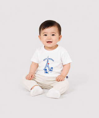 Babies' Paris Printed Short-Sleeved Cotton T-Shirt
