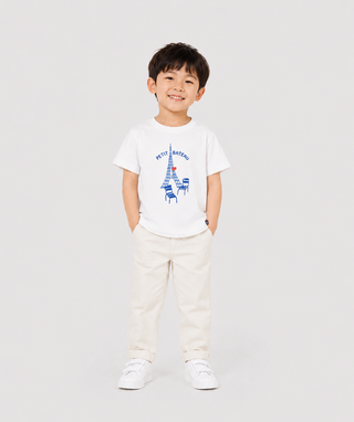 Children's Paris Printed Short-Sleeved Cotton T-Shirt