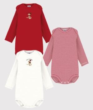 Babies' Long-Sleeved Cotton Bodysuits - 3-Pack