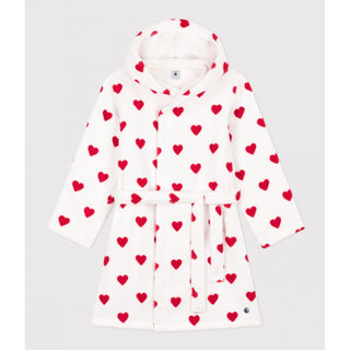 Children's Unisex Heart Patterned Terry Bathrobe