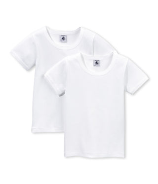Girls' White Short-Sleeved T-shirts - 2-Piece Set