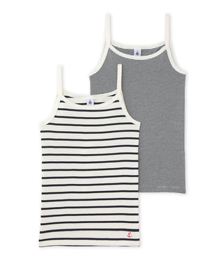 GIRLS' STRIPED STRAPPY TOPS - 2-PACK