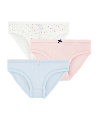 GIRLS' MULTICOLOURED SPOTTED ORGANIC COTTON BRIEFS - 3-PACK
