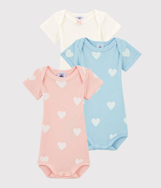 Babies' Short-Sleeved Cotton Heat Print Bodysuits - 3 Pack