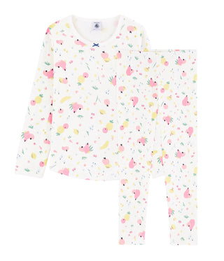 Girls' Summer Fruit Pattern Organic Cotton Long-Sleeved Pyjamas