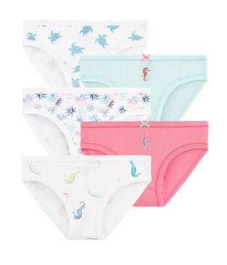 Girls' Ocean Pattern Knickers - 5-Pack