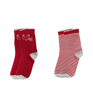 Babies' Red Solid and Stripe Socks - 2-Pack