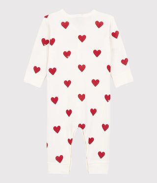 Babies' Heart Patterned Footless Cotton Sleepsuit