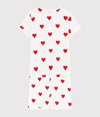 Girls' Heart Patterned Cotton Short Pyjamas