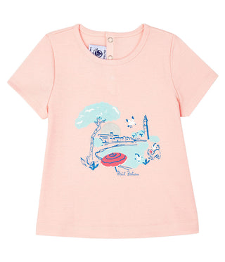 Baby Girls Short Sleeved Print Pink T-shirt