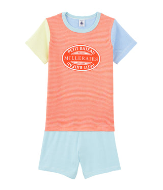 Boys' Colourful Pinstriped Cotton Short Pyjamas