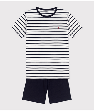 Unisex Rib Knit Short Pyjamas with Sailor Stripes