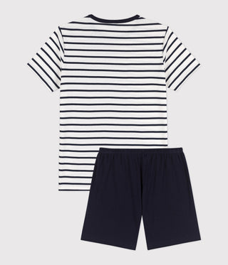 Unisex Rib Knit Short Pyjamas with Sailor Stripes