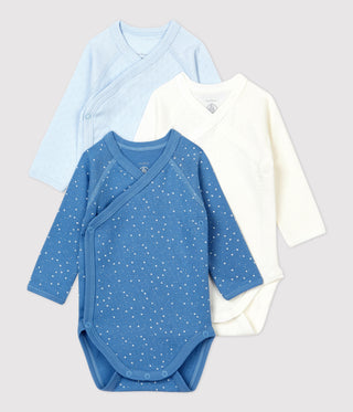 Babies' Long-Sleeved Wrapover Organic Cotton Bodysuits - 3-Pack