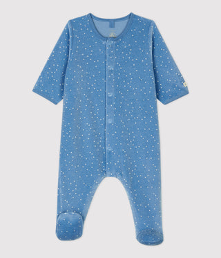 Babies' Starry Organic Cotton Velour Sleepsuit with Collar