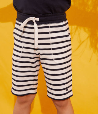 Boys' Thick Stripy Cotton Bermuda Shorts