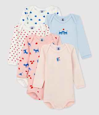 LONG-SLEEVED COTTON BODYSUITS - 5-PACK