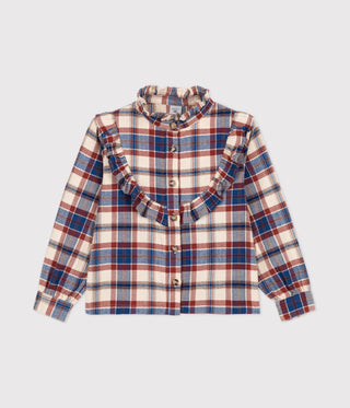 GIRLS' CHECKED FLANNEL BLOUSE