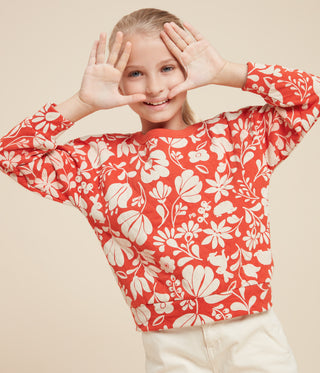 GIRLS' PRINTED QUILTED TUBE KNIT SWEATSHIRT