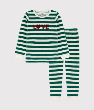 CHILDREN'S UNISEX PINSTRIPED VELOUR PYJAMAS