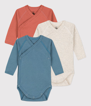 BABIES' LONG-SLEEVED COTTON BODYSUITS - 3-PACK