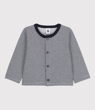 BABIES' PINSTRIPED THICK JERSEY CARDIGAN