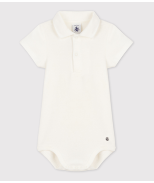 Babies' Short-Sleeved Cotton Bodysuit with Polo Shirt Collar