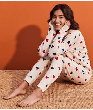 Women's Heart Themed Cotton Pyjamas