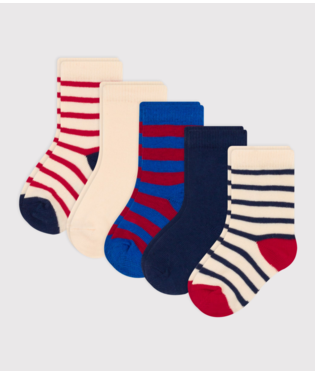 Babies' Cotton Jersey Striped Socks - 5-Pack