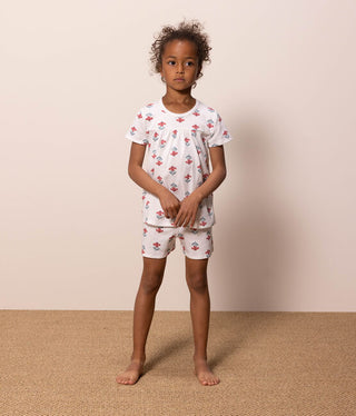 Girls' Floral Cotton Short Pyjamas with Crown