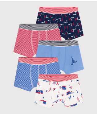 Boys Le Touquet Cotton Boxer Shorts 5 Pack Underwear Petit Bateau
