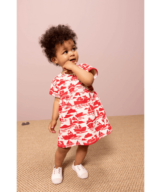 Babies' Short-Sleeved Patterned Fleece Dress