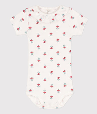 Babies' Short-Sleeved Cotton Floral Print Bodysuit