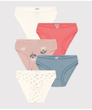 Girls' Tulip Patterned Cotton Briefs - 5-Pack