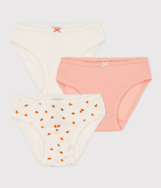 PETIT BATEAU Girls Underwear/Panties 3 PK. White-Black-Pink Sizes 2-14  (Size 2 3 PK. Girls Panties)