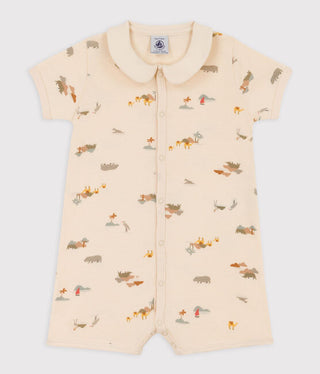 Babies' Palm Tree Patterned Cotton Playsuit