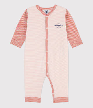 Footless Pinstriped Cotton Sleepsuit