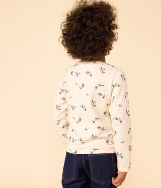 Girls' long-sleeved floral print cotton T-shirt