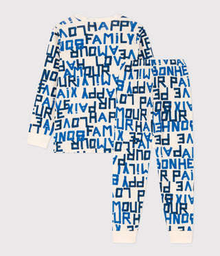 Children's Blue Words Unisex Cotton Pyjamas