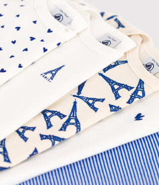 Babies' Paris Themed Long-Sleeved Cotton Bodysuits - 5-Pack